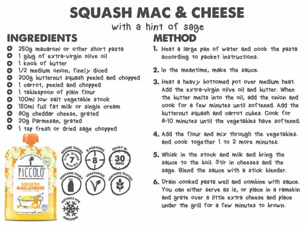 Recipe: My Little Piccolo's Squash Mac & Cheese with a Hint of Sage A Mum Reviews