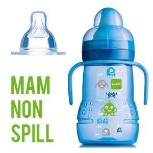 MAM Fast Flow Non Spill Teats with MAM Trainer Bottle with Non Spill Option