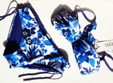 David Lady Club Blue and White Floral Print Bandeau Bikini Review A Mum Reviews