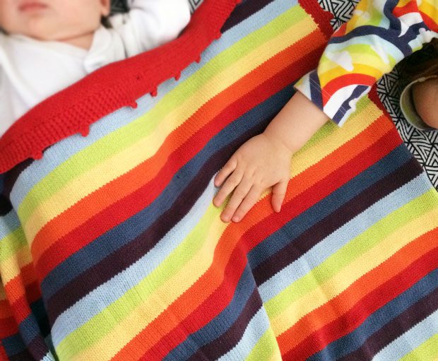 Pebble Rainbow Stripes Knitted Baby Blanket from BestYears.co.uk A Mum Reviews