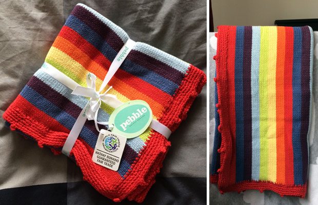 Pebble Rainbow Stripes Knitted Baby Blanket from BestYears.co.uk A Mum Reviews
