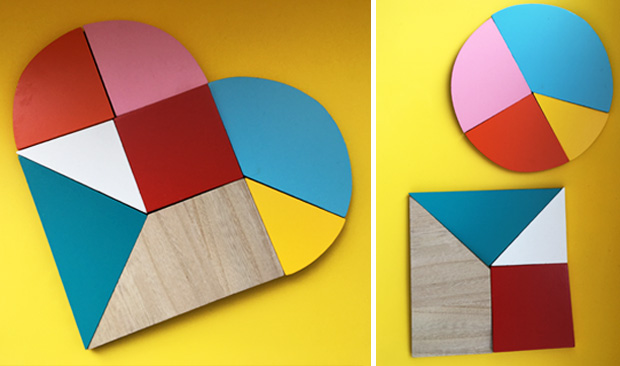 Heart Tangram Trivet & Coasters