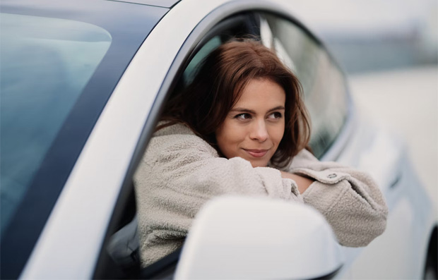 woman driving a car