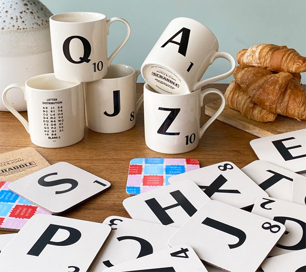 Joyce & Joan Scrabble Letters Mugs & Coasters + Discount Code