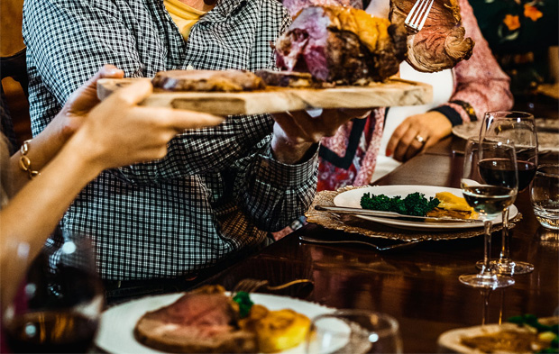 Roast beef and wine