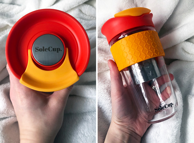 SoleCup Reusable Glass Travel Mug for Coffee & Loose Tea - 18oz