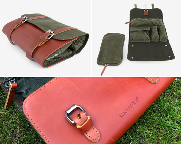 Olive Grover Waxed Canvas Roll Out Washbag