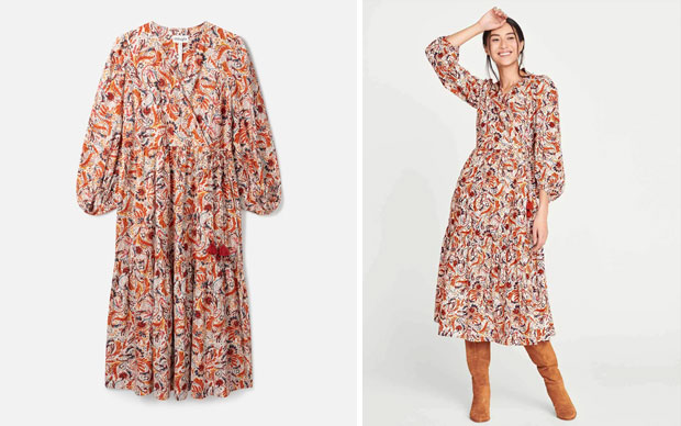 Takakura Hemp & Organic Cotton Wrap Midi Dress - Multi