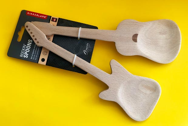 Kikkerland Beech Wood + Rockin Guitar Salad Servers 