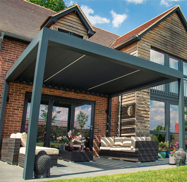 The Ultimate Guide to Aluminium Pergolas with a Louvered Roof - Image provided by Woodlark Garden Luxury with permission to use