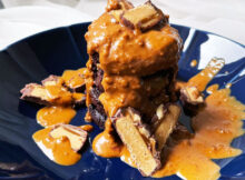 Recipe: Vegan Brownie Pancakes with Lotus Biscoff & Peanut Caramel Bars