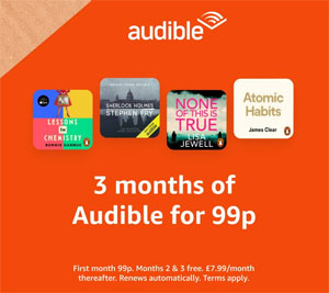 Audible trial 3 months for 99p