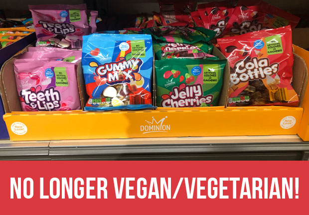 Warning - These Popular Aldi Sweets are No Longer Vegan Gummy Mix Jelly Cherries Teeth & Lips Cola Bottles