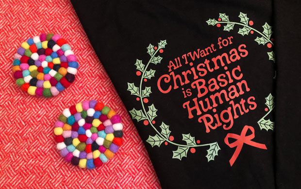 Feminist Christmas Jumper  "All I Want is Basic Human Rights" print Dope Soul Village